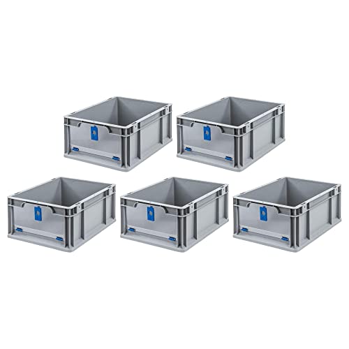 SparSet 5x Eurobox NextGen Insight Cover | HxBxT 17x30x40 | 16 Liter | Niedrig/Blau | Eurobehälter, Transportbox, Transportbehälter, Stapelbehälter