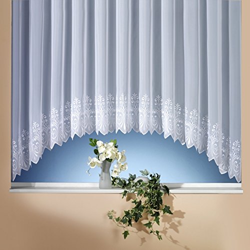 Voile-C-Bogenstore Doreen mit Stickerei, transparent, Farbe weiß Größe HxB 145x450 cm