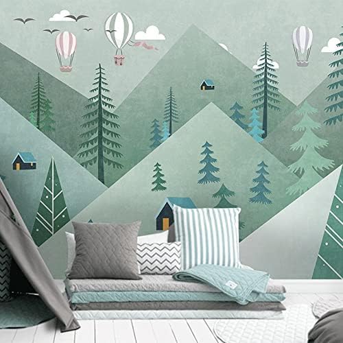 XLMING Niedlich Cartoon Geometrisch Berg Wald Ballon Kinderzimmer 3D Tapete Home Dekoration Wohnzimmer Sofa Schlafzimmer Tv Hintergrund Wand-250cm×170cm