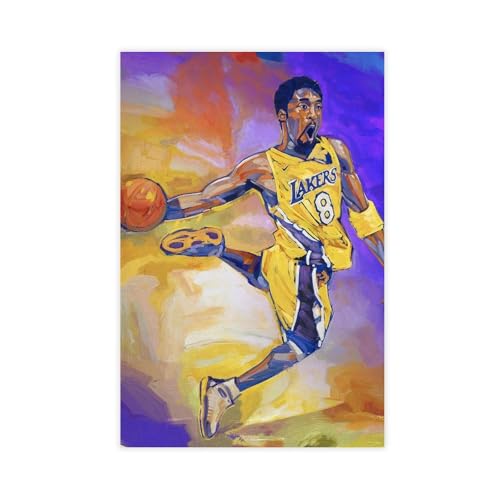 biegzc Wandkunst, Kobe Bryant, Poster, Leinwandposter, Wandkunst, Dekordruck, Bild Gemälde für Wohnzimmer, Schlafzimmer, Dekoration, 50 x 75 cm