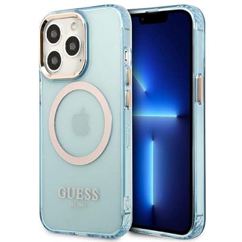 Guess GUHMP13LHTCMB Hülle für iPhone 13 Pro / 13 6,1" blau/Blue Hard case Gold Outline Translucent