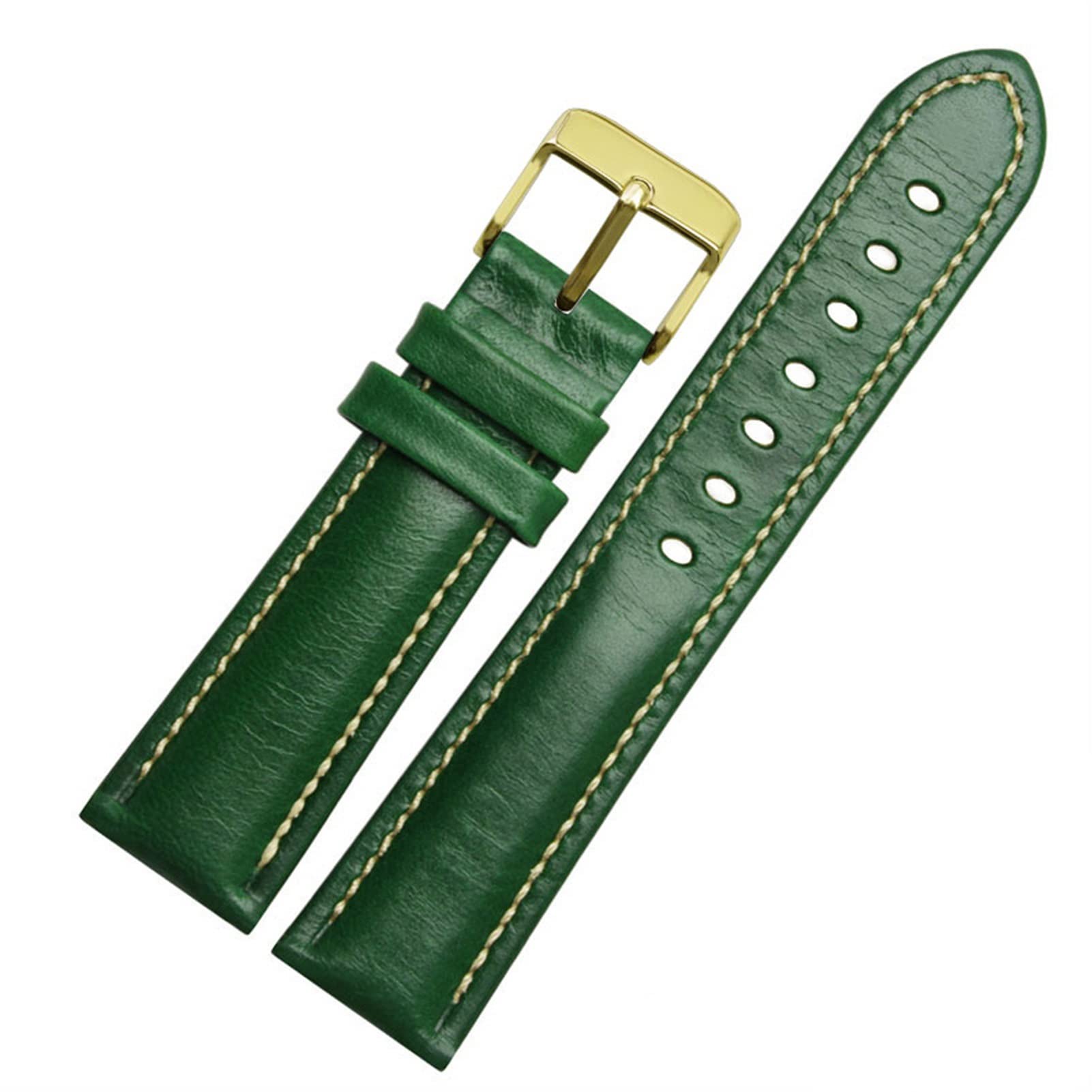 SCRUBY Für klassische Allzweck -Weave -Weave -Band -Modemarkenband 18mm 20mm 21mm 22 mm echtes Leahther Armband(Green-gold,20mm)