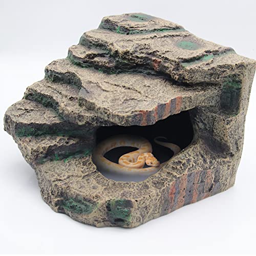 APlayfulBee Schildkröten-Abdeckungsplattform, Habitat, Versteckhöhle, Reptilien-Lebensraum, Klettern, Kunstharz, Aquarium, Ornament für Eidechsen, Frösche, Schlangen, Chamäleon