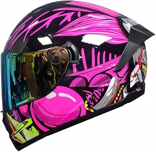 Integral-Motorradhelm Mit Doppeltem Antibeschlag-Visier, DOT/ECE-Zugelassener Integral-Motorradhelm Für Männer, Frauen, Erwachsene D,XXL63~64CM