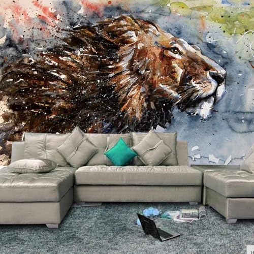 Abstraktes Tier Löwe 3D Tapete Poster Restaurant Schlafzimmer Wohnzimmer Sofa TV Dekorative Wand-300cm×210cm