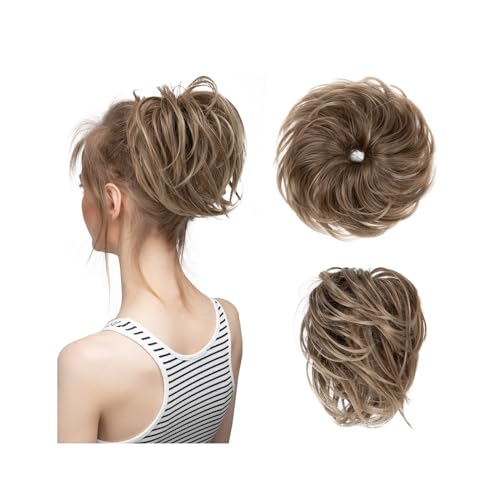 Brötchen Haarteil Synthetisches, gefälschtes, unordentliches Dutthaar, lockiges Band, Haarteil, Haargummi, Scrunchie, Wickelstück, elastisches Haar, Chignon, Cheveux, Schwanz, Hochsteckfrisur for Dame