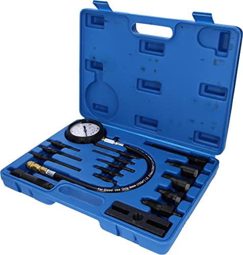 BRILLIANT TOOLS BT581000 Diesel Motoren Kompressionstester-Satz, mit Stabilem Blauen Transportkoffer, 18-Tlg