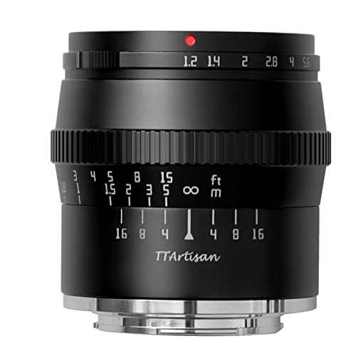 TTARTISAN 50mm F1.2 Objektiv APS-C Kameras Objektiv Manueller Fokus für Canon M Mount Kamera M1 M2 M3 M5 M6 M6l M10 M100 M50.(Schwarz)