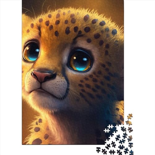 Baby-Leopard-Holzpuzzle für Teenager, Geschenke für Teenager, 1000-teiliges Puzzle für Erwachsene, Teenager, Lernpuzzle (Größe: 75 x 50 cm)