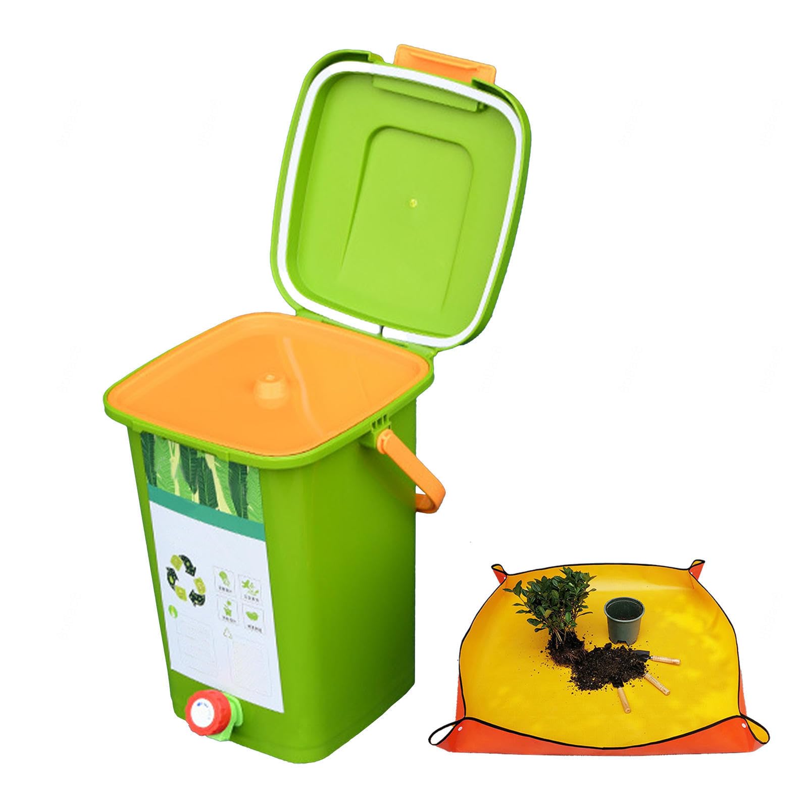 Komposteimer Küche mit Wasserhahn, zum Sammeln von Kompost, Flüssigkeit, Komposteimer für die Küche, bequemes Recycling von Lebensmittelabfällen, Kompostierbehälter, Stil 3 (15 l), 1 Set