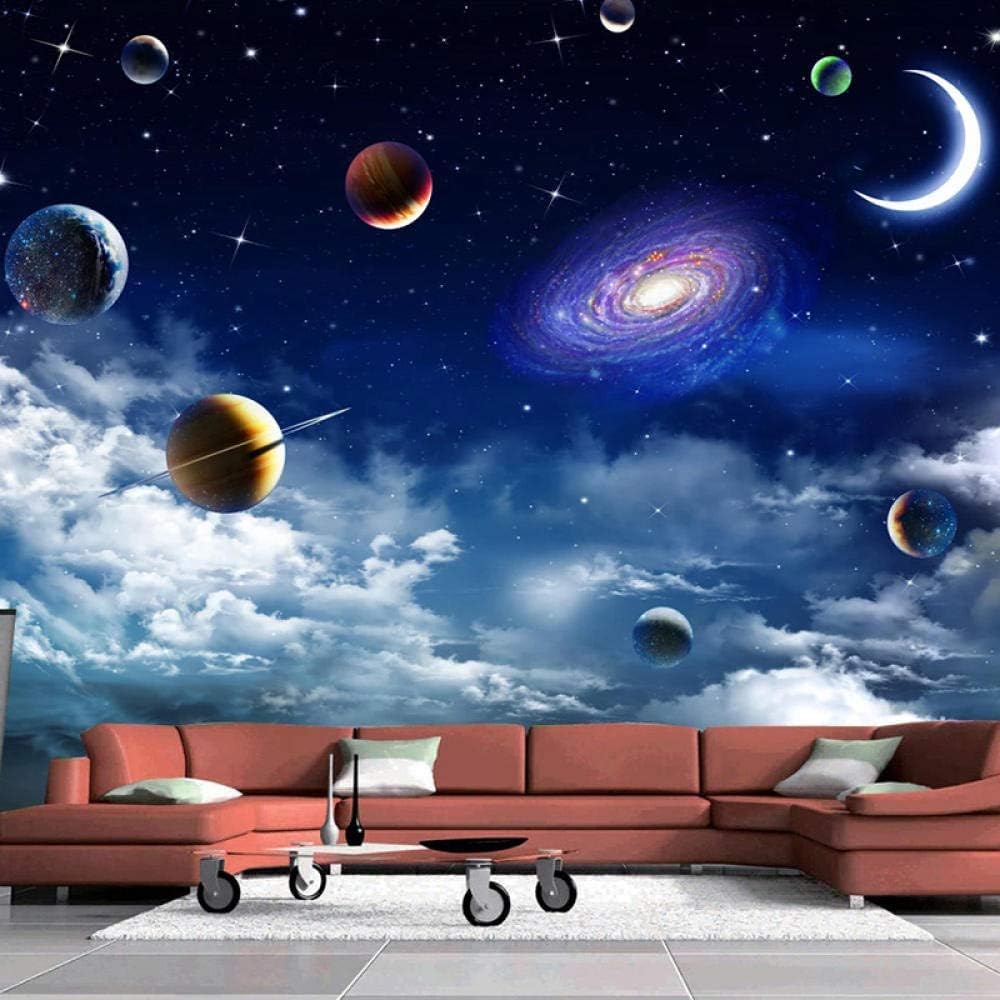 Das Universum Die Sterne Der Mond 3D Tapete Poster Restaurant Schlafzimmer Wohnzimmer Sofa TV Dekorative Wand-200cm×140cm