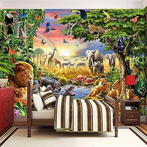 Cartoon Graslandtiere Löwe Zebra Kinder 3D Tapeten Wanddekoration Fototapete Sofas Wohnzimmer Wandbild Schlafzimmer-200cm×140cm