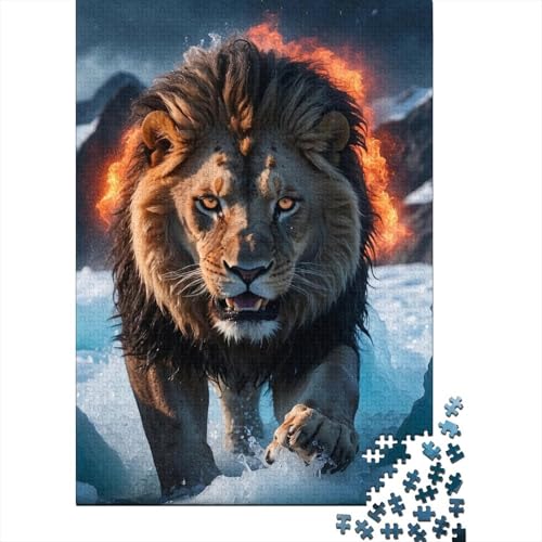 Isländische Lava-Löwen, Holzpuzzle für Erwachsene, 1000 Teile, für Erwachsene, schwierige Puzzles, Familienspiele, Weihnachts- und Geburtstagsgeschenke (Größe 75x50cm)