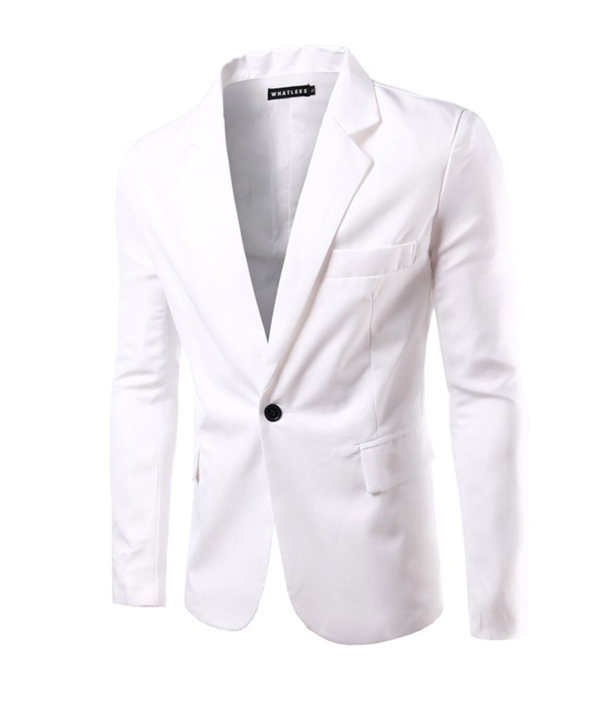 Herren Sakko Blazer Slim Fit Business Lässig Ein Knopf Jacke Blazer Sakko Weiß XL