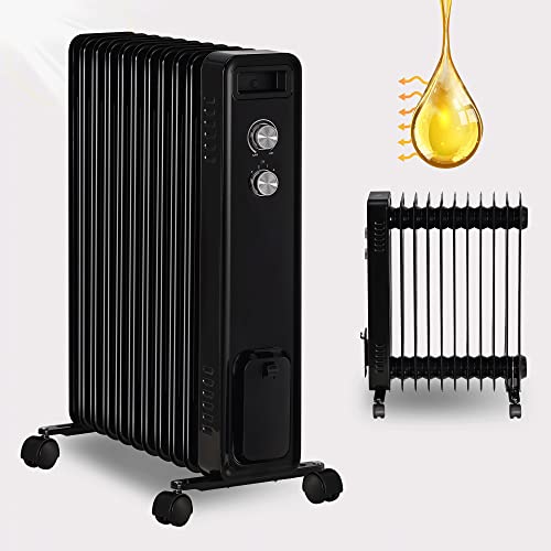 STAHLMANN Ölradiator ZR201 2500 Watt – Elektroheizung Energiesparend bis 50 qm Fläche – Heizung Elektrisch mit Thermostat und 3 Heizstufen – Elektrisches Heizgerät, Electric Heater Schwarz