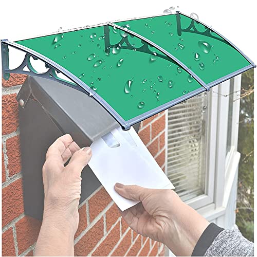 Vordach für Haustür, Terrassenmarkisen, Fenster, Überdachung für den Außenbereich, Gartenschatten, Schutz vor UV-Strahlung, Regen, Schnee und Sonnenlicht, grüne Polycarbonat-Abdeckung, graue