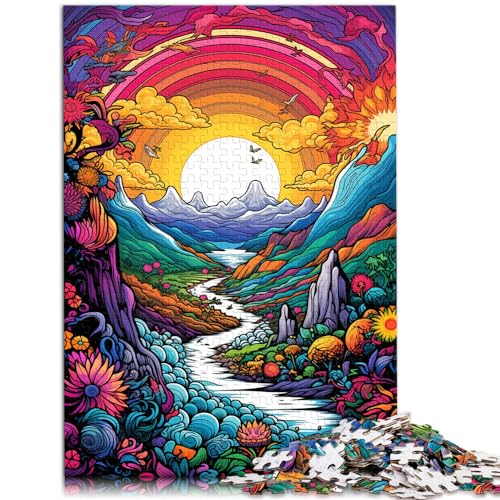 Puzzle-Geschenk, farbenfrohe psychedelische Landschaft und das Puzzle 1000 Teile für Erwachsene, Holzpuzzle, dekomprimierendes geistiges Lernspielzeug, 1000 Teile (50 x 75 cm)