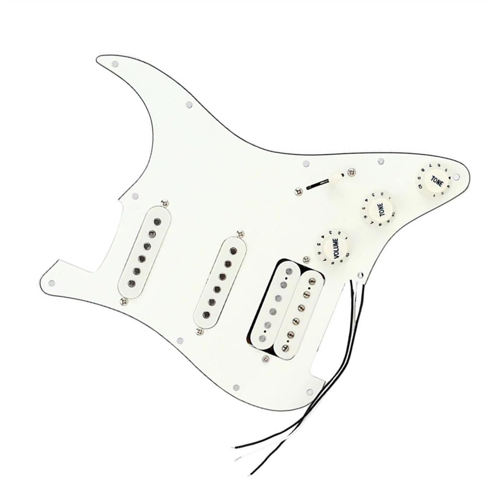 Standard-Pickguard-Tonabnehmer 3-lagiges, gealtertes, weißes SSH-geladenes, vorverdrahtetes Schlagbrett für E-Gitarre, Humbucker-Tonabnehmer-Set