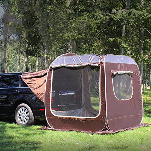 Auto Vorzelt Camping, Heckklappenmarkise, Autozelt, Pop-Up-Privatsphäre-Duschzelt, tragbares Strandcamping-WC, Dusche, Umkleidekabine, geräumiger Außenunterstand(Brown)