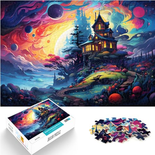 Puzzle für Puzzle Fantasie buntes Haus Puzzle für Erwachsene 1000 Teile Holzpuzzle Familienspiele Weihnachtsgeburtstagsgeschenke 1000 Stück (50 x 75 cm)