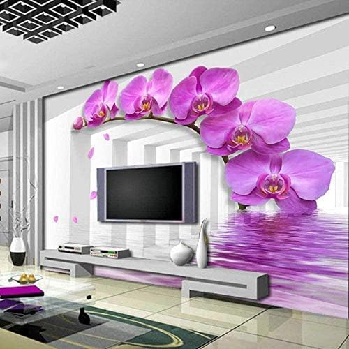 XLMING Kreative Lila Phalaenopsis 3D Tapeten Home Esszimmer Sofa Schlafzimmer Wohnzimmer TV Hintergrund-400cm×280cm