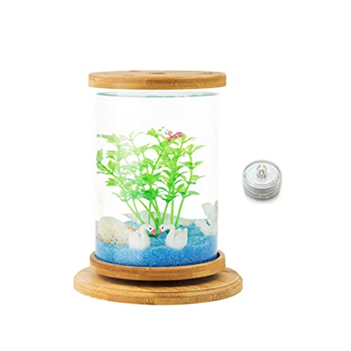 Aquarium, Kreative rotierende Desktop transparent Glas Büro Haushalt ökologische Flasche kleine Zierfische Betta