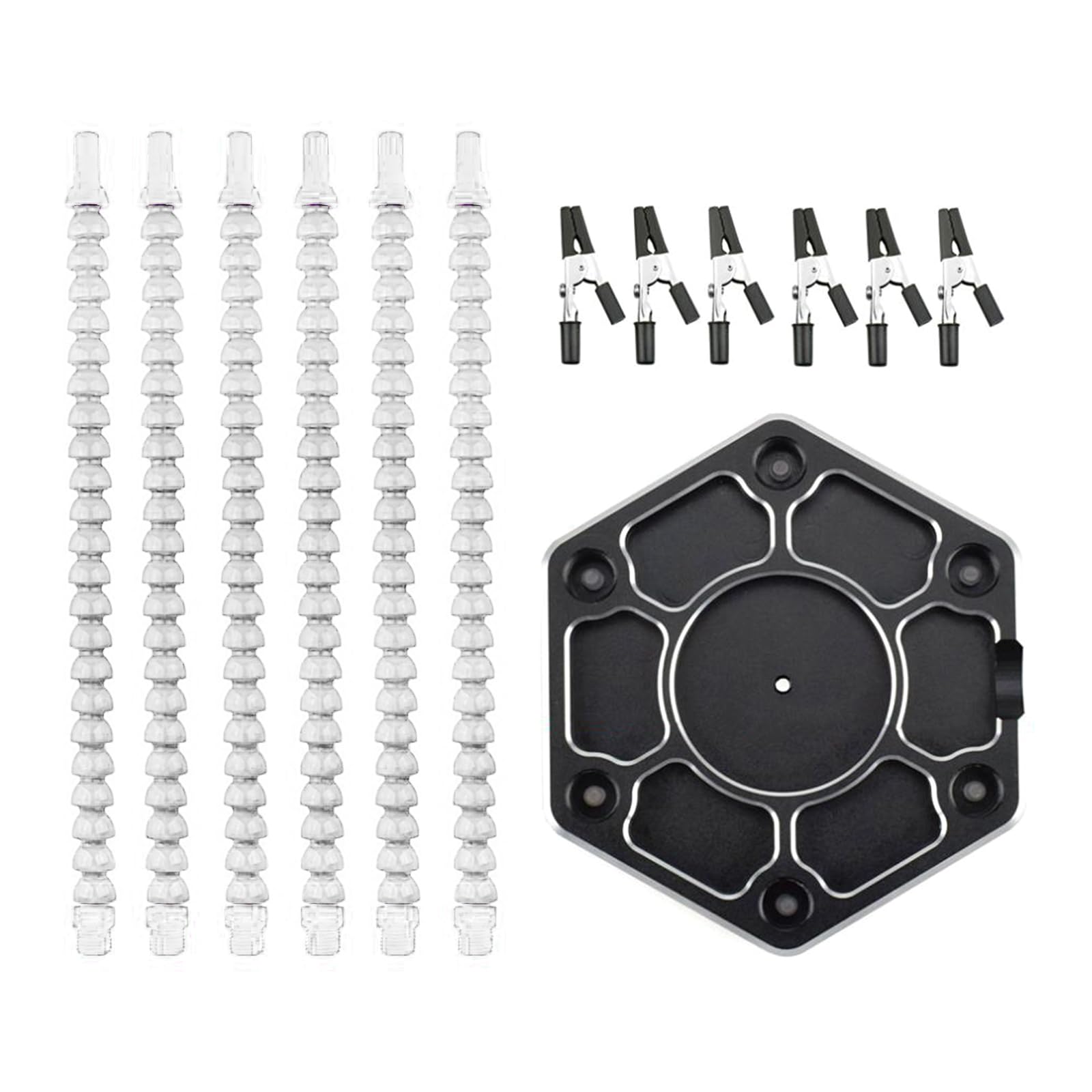 Multifunktionale helfende Hände mit 6 flexiblen Schwanenhals-Metallarmen, robuste Basis mit Lötspulenhalter, Spender