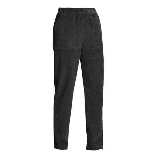 Lambo Damen Cordhose mit elastischem Bund | Weiche Damen-Hose mit elastischem Bund und Taschen | Cordhose mit geradem Bein für Mädchen