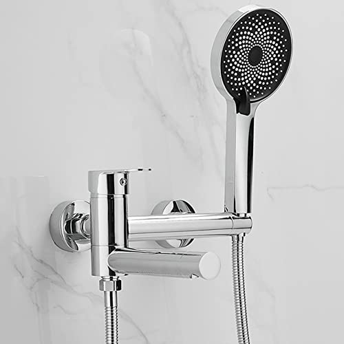 Badewannenarmatur Wannenarmatur Mit 3 Strahlarten Handbrause Messing Wandmontage Einhebel Wannenbatterie, Badewanne Wasserhahn, Chrom