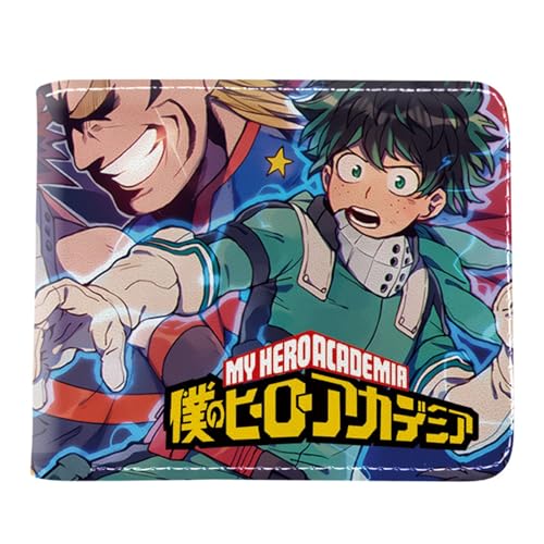 RYNDEX My He-ro Academ-ia Anime Geldbeutel, Bi-Fold Portemonnaie Klein, Kunstleder Geldbörse Brieftasche Wallet, für Kinder Fans(Color:Multicolor 1)