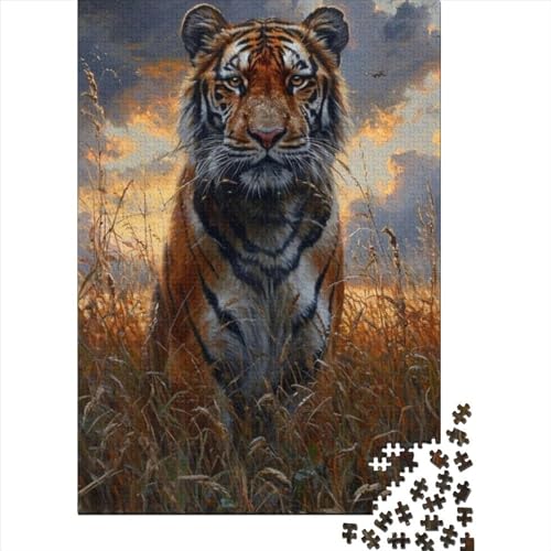 Puzzle für Erwachsene, 500 Teile, Tiger-Puzzle für Erwachsene, Holzbrett-Puzzle, anspruchsvolles Spiel, Größe: 52 x 38 cm