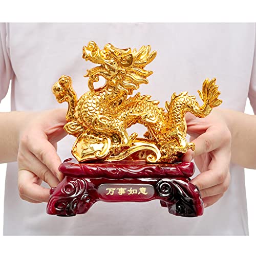 Uziqueif Chinesische Fengshui-Figur, Feng Shui Ornamente Drache Skulptur Home Dekoration Wohlstand Und Viel Glück Anziehen Für Zuhause Büro Geschenk, Harz