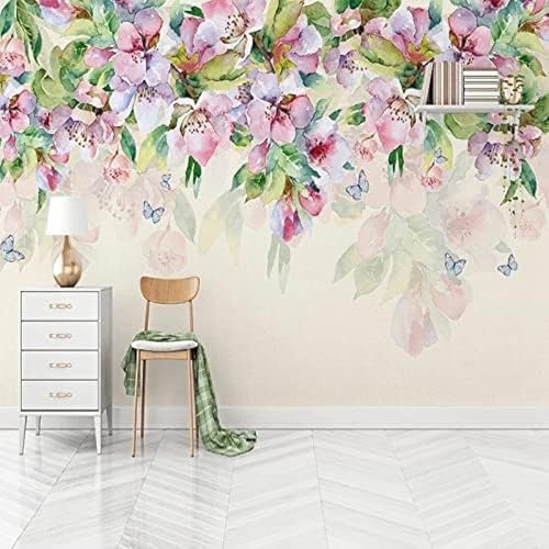 XLMING Vintage Aquarell Hand Gemalt Floral Kunst 3D Tapete Wohnzimmer Sofa Schlafzimmer Esszimmer Home Dekoration Wand-300cm×210cm