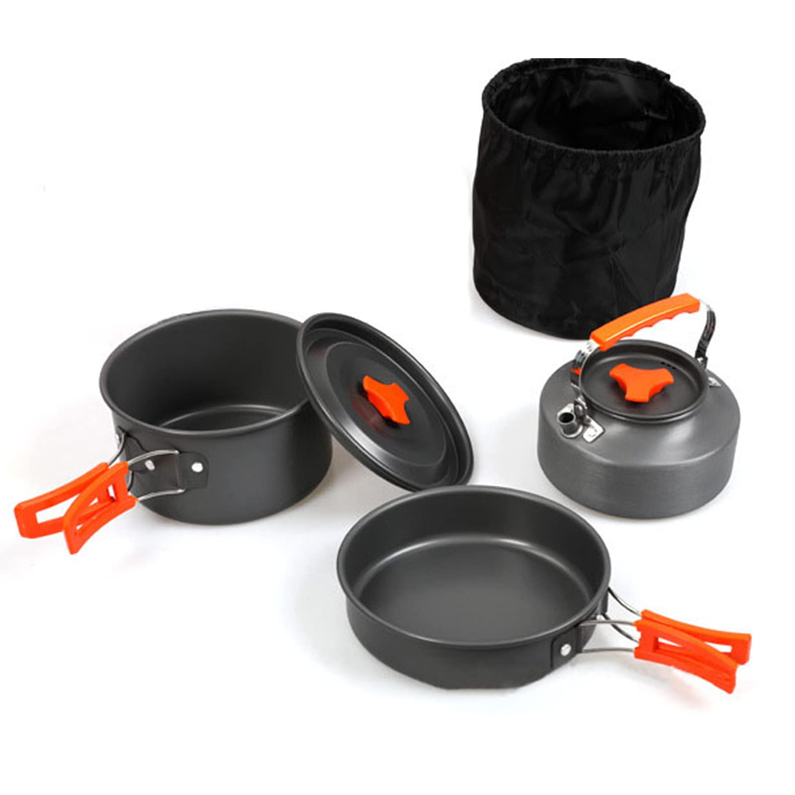 Outdoor Camping Kochgeschirr-Set Topf Bratpfanne Wasserkocher mit Aufbewahrungstasche Utensilien