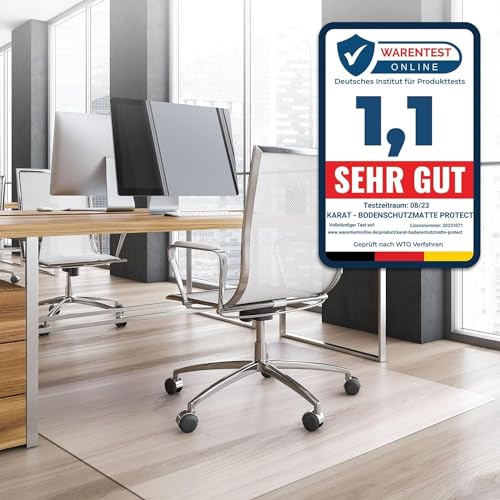 Office Marshal® Bodenschutzmatte in Trendfarben | 114 x 200 cm für Hartböden | ohne schädliche Weichmacher und PVC | Größe und viele Farben zur Auswahl (Semi-transparent/Milchig)