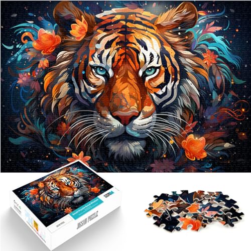 Puzzle-Spiele Tiger Bunt Psychedelisch 1000-Teile-Puzzle Für Erwachsene Holzpuzzle Einzigartige Geburtstags 1000 Teile (50x75cm)