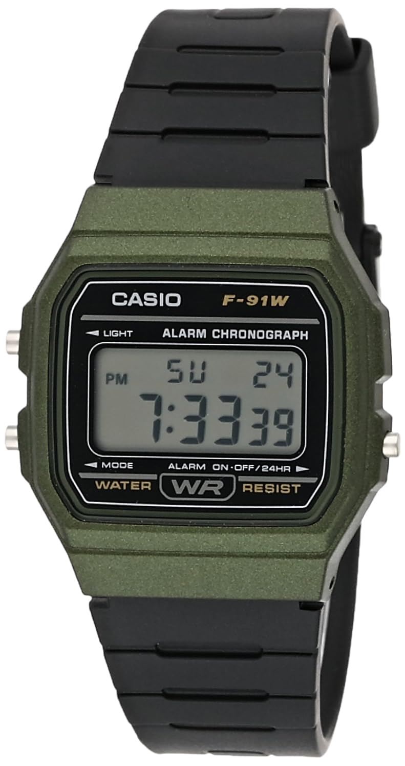 CASIO Unisex Erwachsene Armbanduhr Digital Quarz Harz F-91WM-3AEF