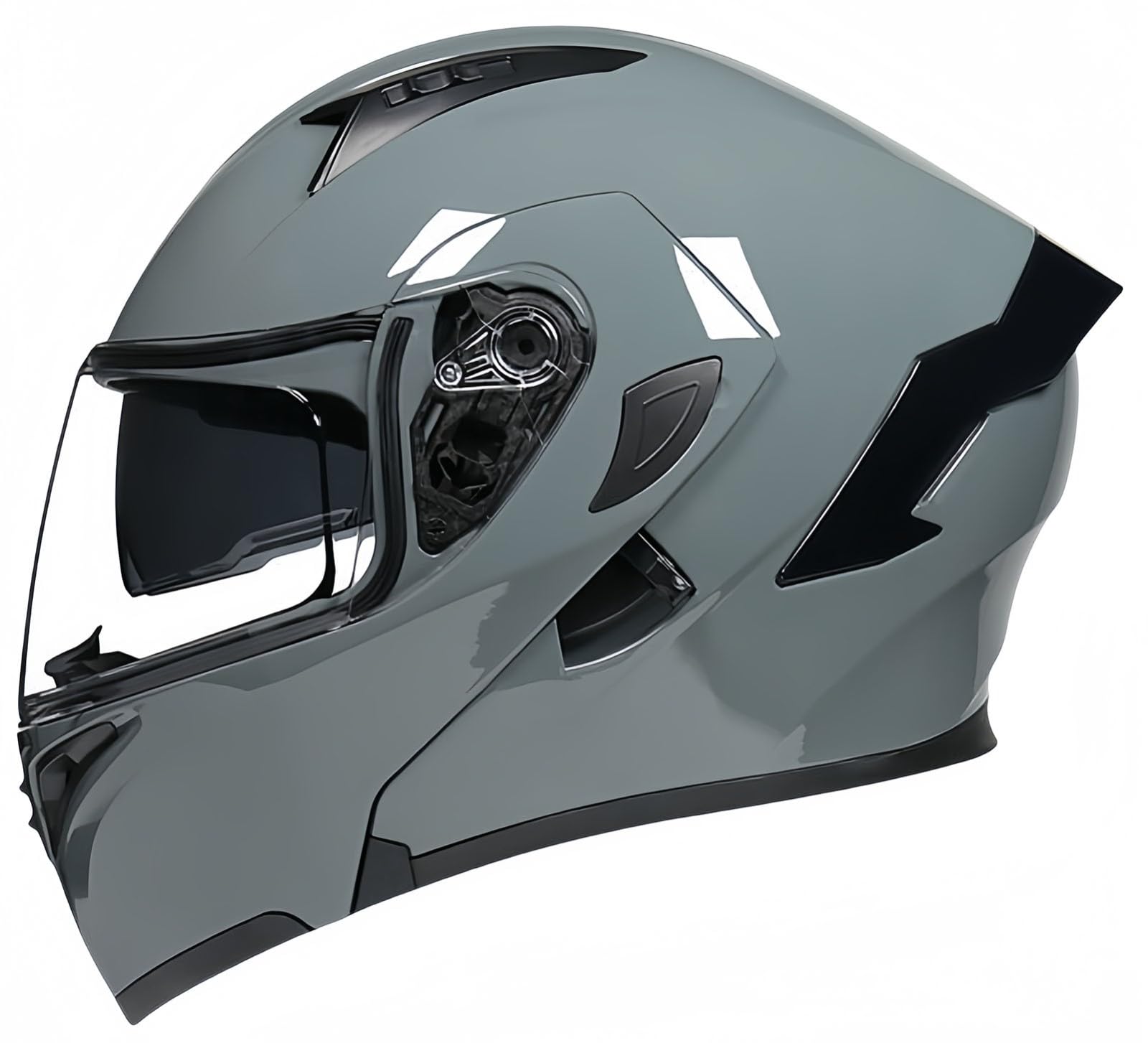 Modularer Integralhelm Für Motorräder, Hochklappbarer Motorradhelm, ECE-Zugelassener Doppel-Integralvisierhelm Für Herren Und Damen, Roller-Motorradhelm Für Erwachsene F,XL58-59CM