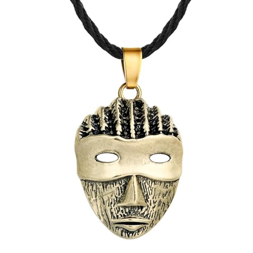 Belachick Charme Halskette Ketten Schmuck Herren Frauen Anhänger Necklace Vintage Punk Maske Anhänger Halskette Männliche Persönlichkeit Anhänger Halskette Männlich G