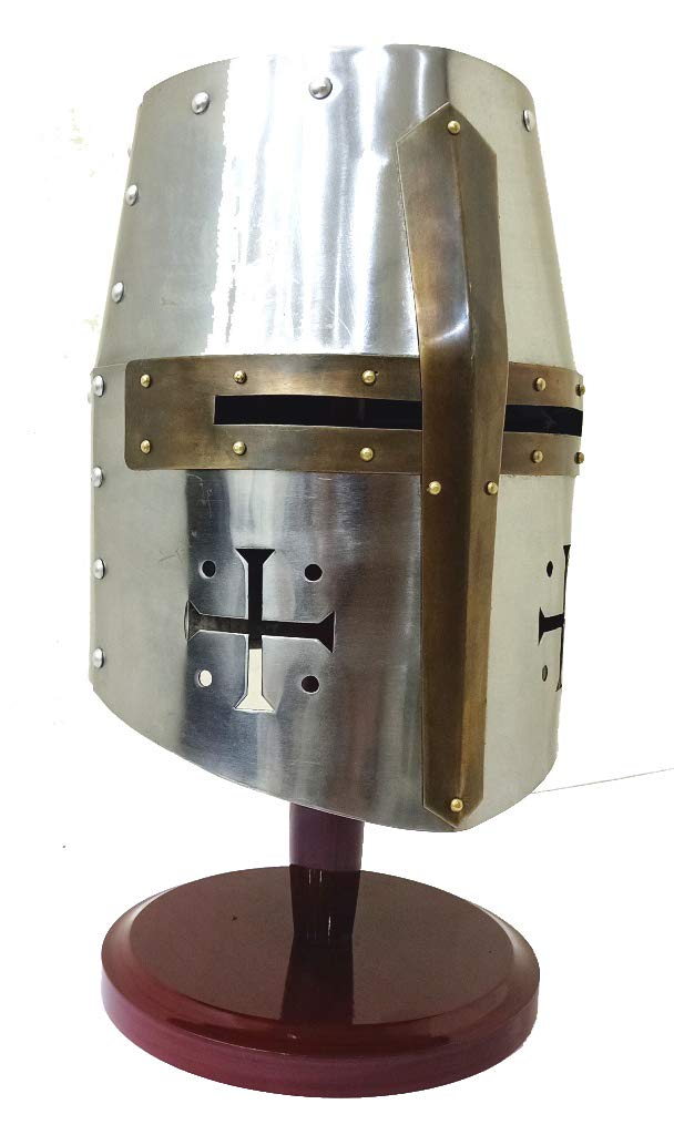 THORINSTRUMENTS (with device) Thor Crusader's Templar's Knight Halloween Kostüme Helm (LARP/SCA/Mittelalter) Silber Rustikal Vintage Home Decor Geschenke