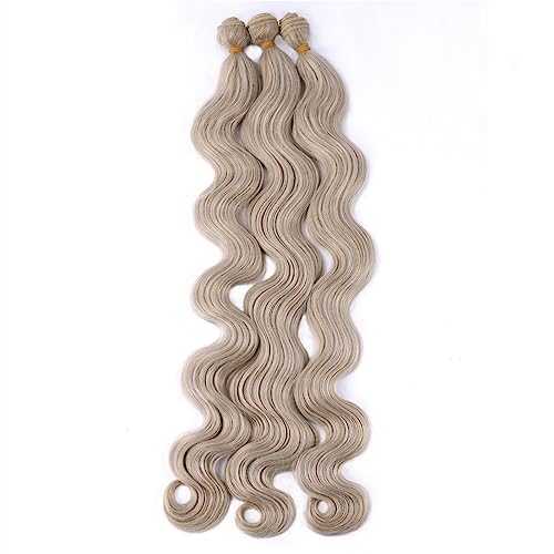 Human Hair Bundles 26 Zoll lange gewellte Haarbündel aus synthetischem, hitzebeständigem, schwarzbraunem, blondem Haar, Webverlängerung human hair weave(Color:White grey)