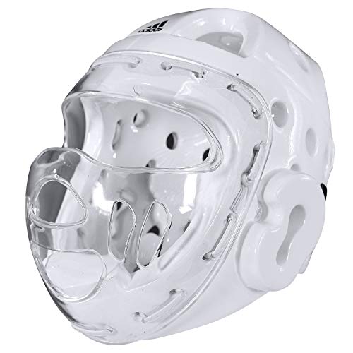 adidas Martial Arts Taekwondo Headgear with Face Shield - White Large