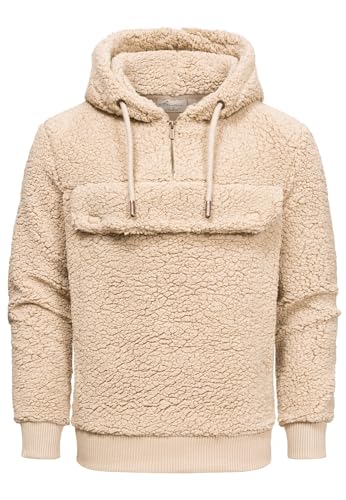 Amaci&Sons Herren Kapuzenpullover Teddy Sweatjacke Plüsch Hoodie Pullover Windbreaker 4066 Beige 3XL