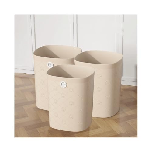 Geruchsdichter mülleimer/gartenhelfer Papierkorb, quadratisch ohne Deckel, Kunststoff, geeignet for Zuhause, Küche, Büro, Papierkorb groß/klein, drei Packungen, weiß/grau/grün/beige Mülleimer mit deck