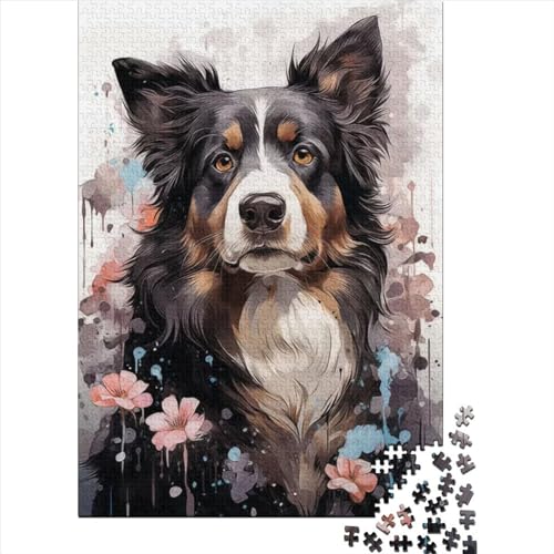 Border Collie Art Puzzles Puzzles für Erwachsene und Teenager, 1000 Puzzles für Erwachsene, 1000 Teile, Lernspiele, Heimdekorationspuzzle. (Größe: 75 x 50 cm)