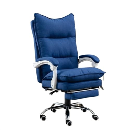 FUHAI-666 Bürostühle Office Chair Leather High Back Executive Office Chair with Foot Rest, Ergonomic Office Chair Schreibtischstuhl(Blue)