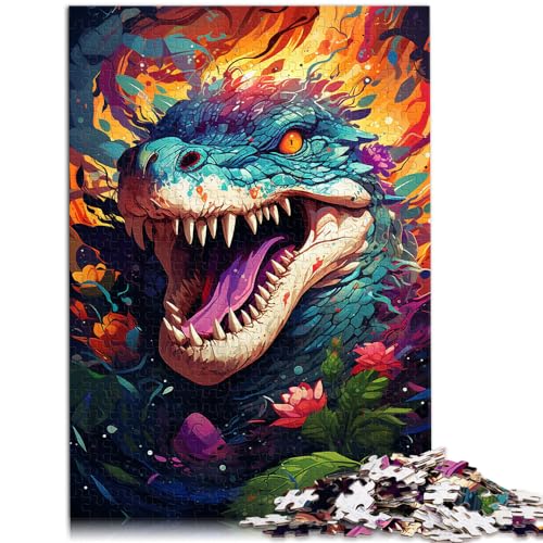 Spiel-Geschenk-Puzzle, farbenfrohes Gemälde, Krokodil, Puzzle für Erwachsene, 1000 Teile, Holzpuzzle, Weihnachtswunschliste mit Weihnachtsmann, 1000 Teile (50 x 75 cm)