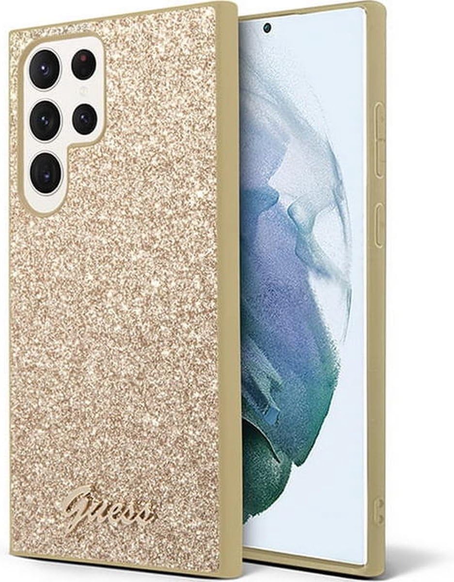 CG MOBILE Guess GUHCS23LHGGSHD Hülle für Samsung S23 Ultra S918 Gold Glitter Script