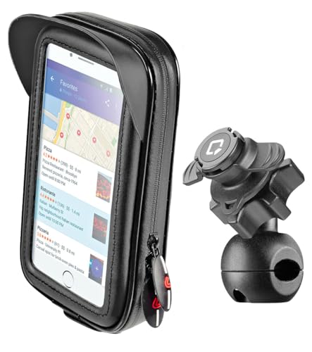 Optiline Lampa Wasserdichtes Motorrad Hülle für Smartphones und Opti-Mirror Spiegelhalterung für Roller & Motorräder. Universal Verstellbare Handy Halterung für Lenker, 360° Drehbar