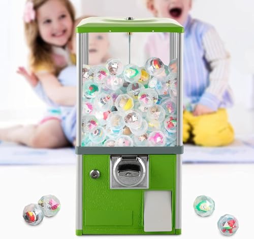 Kaugummiautomat, Verkaufsautomaten für Unternehmen, Kapselautomat mit Schlössern für Kapselspielzeug mit 4,5–5,5 cm Durchmesser für Zuhause, Spieleläden und Einzelhandelsgeschäfte, grün